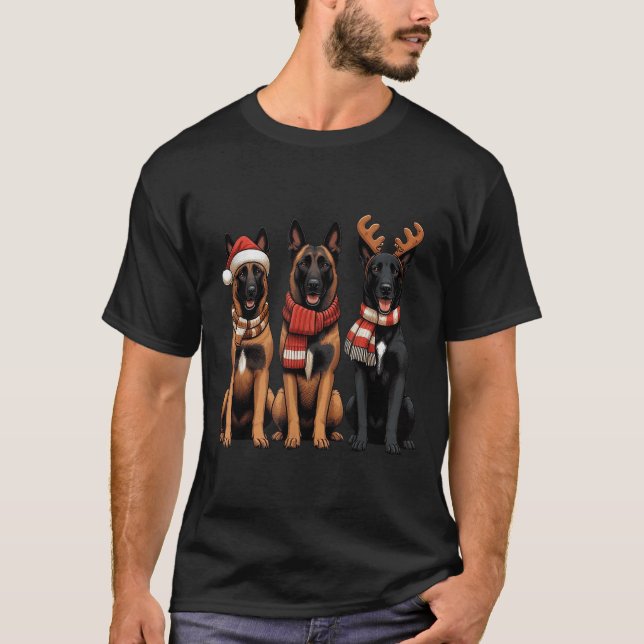 Camiseta Santa Reindeer Belgian Malinois Christmas Malinois (Frente)