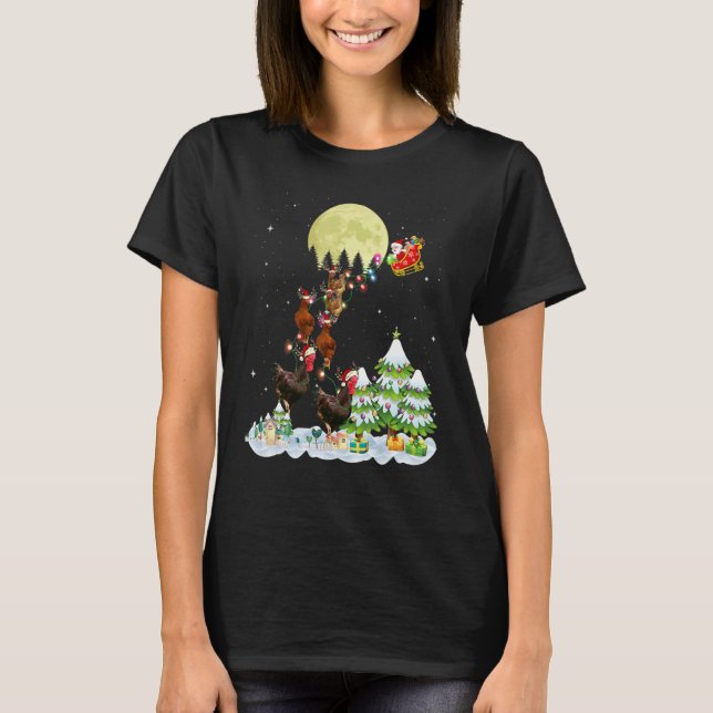 Camiseta Santa Reindeer Chicken Ugly Sweater Farmer Christm (Frente)