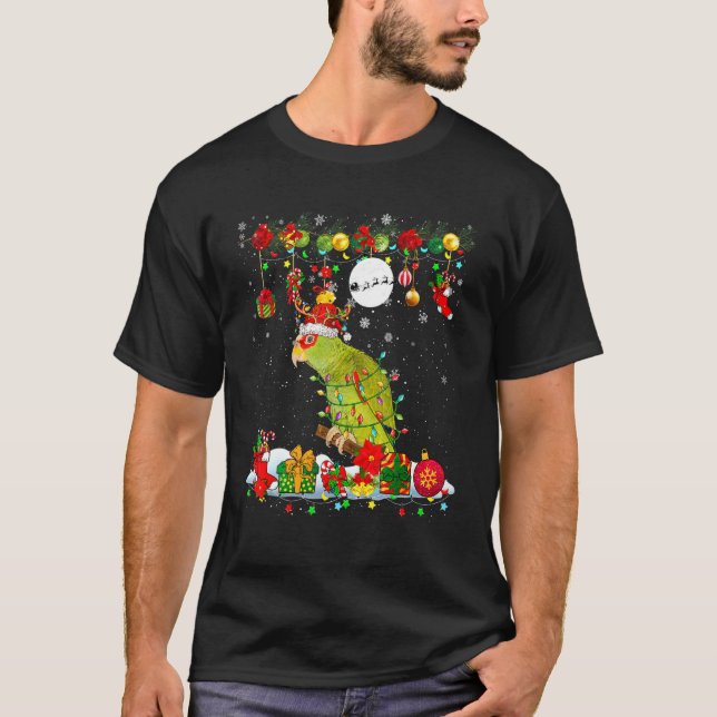 Camiseta Santa Reindeer Parrot With Xmas Presents Ornaments (Frente)