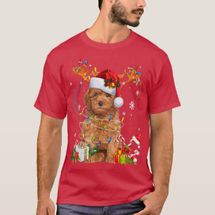 Camiseta Santa Reindeer Poodle Christmas Lights Xmas Dog Lo