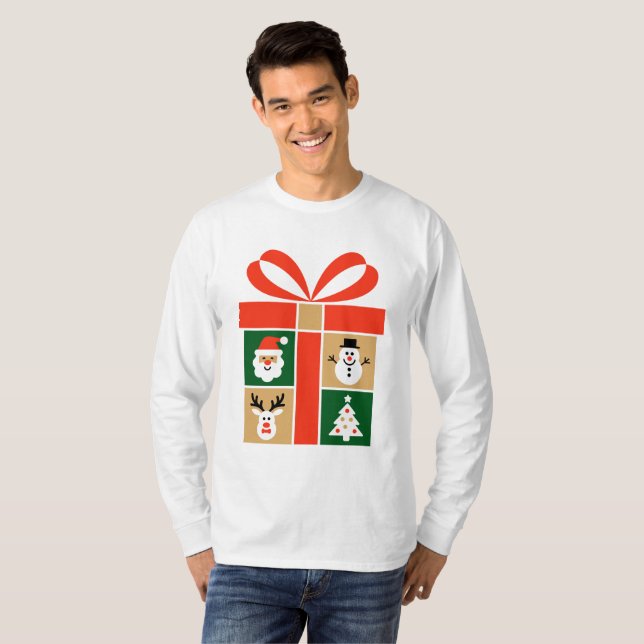 Camiseta Santa, Reindeer, Snowman & Tree Art (Frente Completa)
