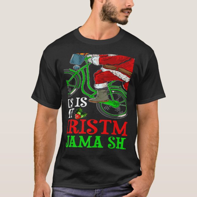 Camiseta Santa Riding Bicycle Cycling This Is My Christmas  (Frente)