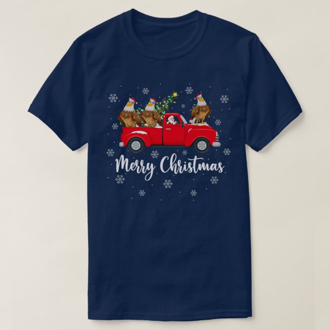 Camiseta Santa Riding Christmas Tree Truck Eagle Bird Chris (Frente do Design)