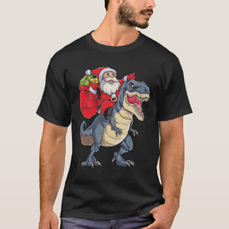 Camiseta Santa Riding Dinosaur re Christmas Gifts Xmas Boys