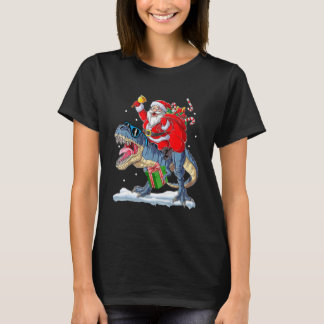 Camiseta Santa Riding Dinosaur Rex Christmas  Xmas Boys Kid