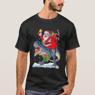 Camiseta Santa Riding Dinosaur Rex Christmas  Xmas Boys Kid