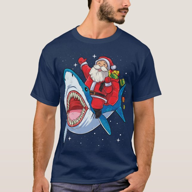 Camiseta Santa Riding T Shirt Christmas Gifts Galaxy Space  (Frente)