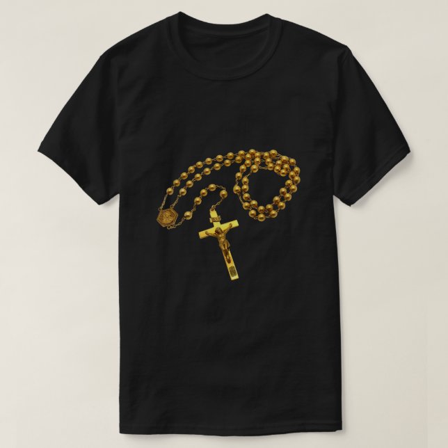 Camiseta Santa Rosária Miçangas Religião Católica Fé Mama M (Frente do Design)
