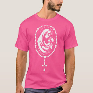 Camiseta Santa Rosária Virgem Maria Bebê Jesus Rosário Cató