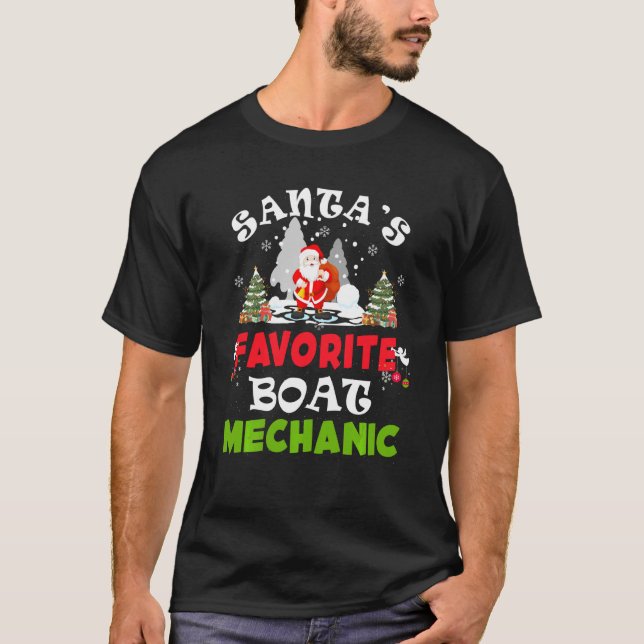 Camiseta Santa S Favorite Boat Mechanic Christmas Vacation (Frente)
