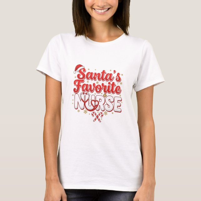 Camiseta Santa’s Favorite Nurse Christmas Shirt (Frente)