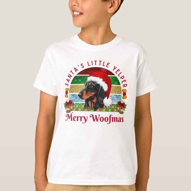 Camiseta Santa’s Little Yelper, Funny Dachshund Christmas (Frente)