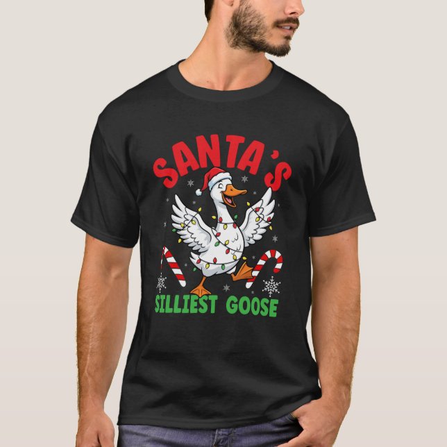 Camiseta Santa s Silliest Goose Merry Christmas Silly Goose (Frente)