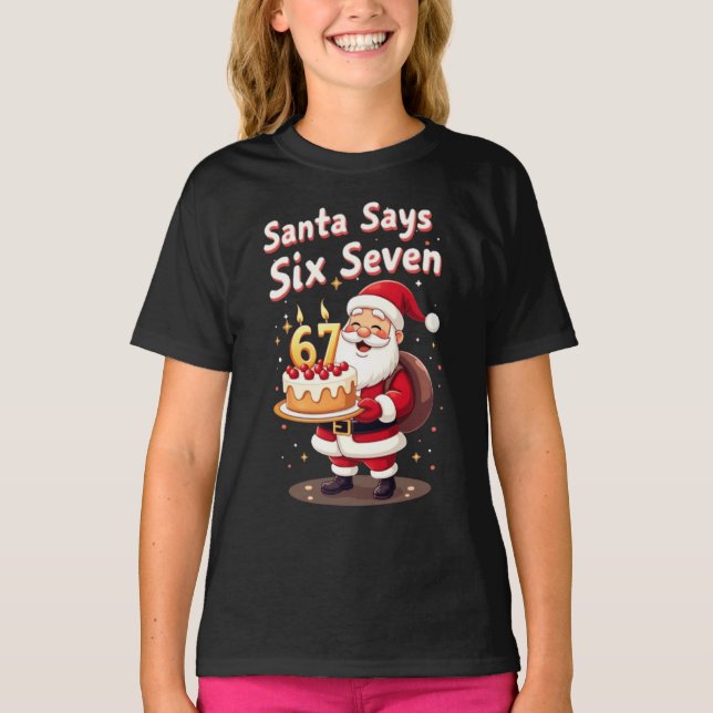 Camiseta Santa Says Six Seven Meme – Funny Santa Holding (Frente)