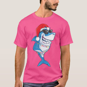 Camiseta Santa Shark Christmas Lights Funny Boys Sharkmas U