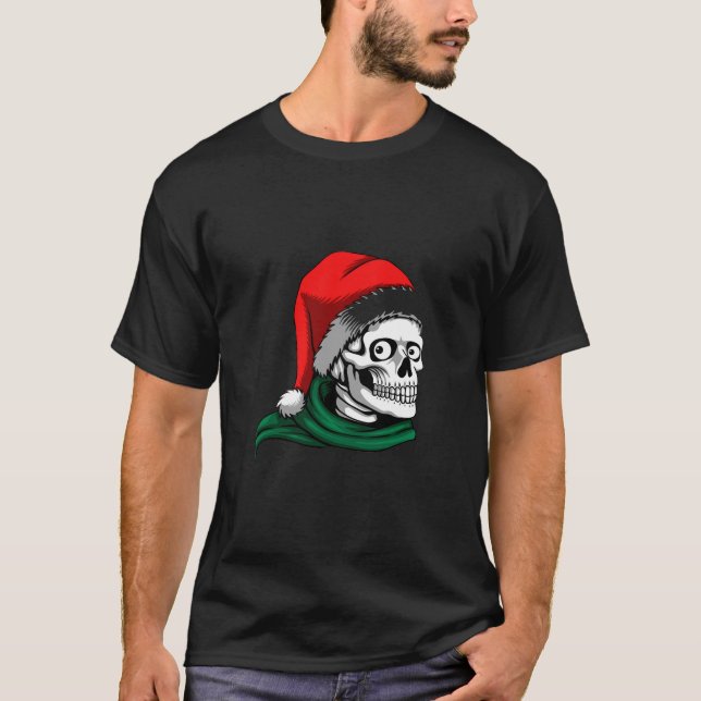 Camiseta Santa Skull Christmas Graphic (Frente)
