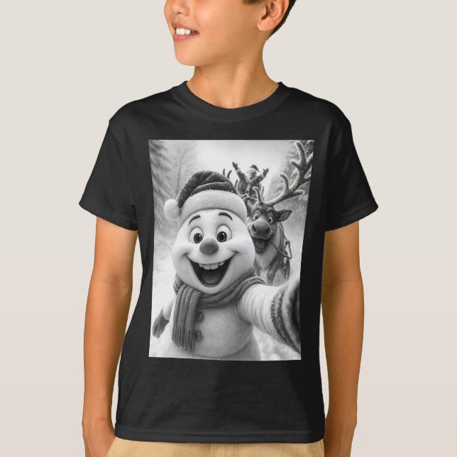 Camiseta Santa Snowman Reindeer Taking A Selfie Photo Chris (Frente)