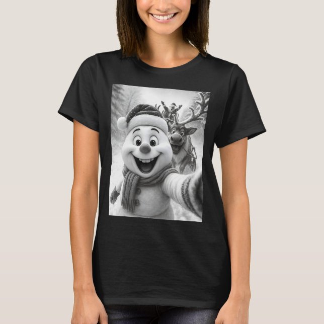 Camiseta Santa Snowman Reindeer Taking A Selfie Photo Chris (Frente)