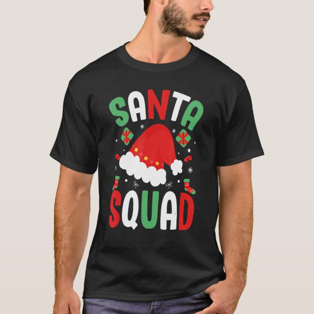 Camiseta Santa Squad Family Group Matching Christmas Pajama (Frente)