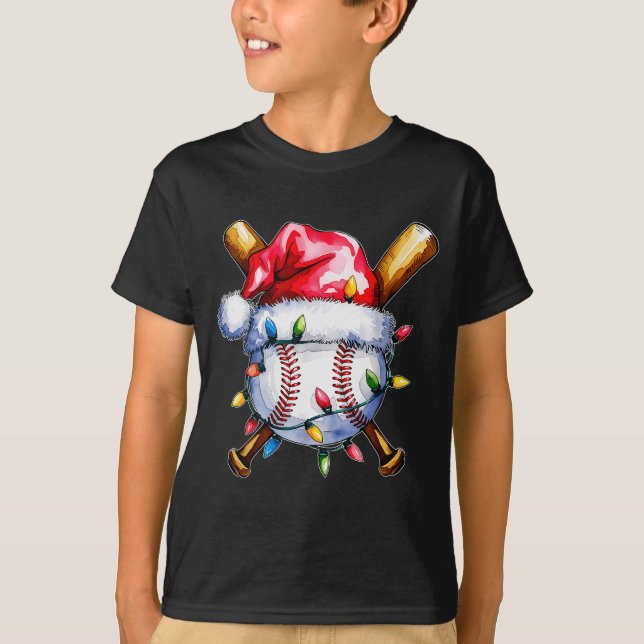 Camiseta Santa Srts Design For Men Boys Christmas Baseball  (Frente)