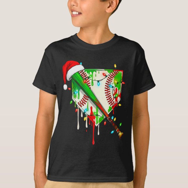 Camiseta Santa Srts Ice Baseball Christmas Xmas Pajama Kid  (Frente)
