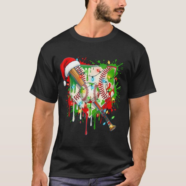 Camiseta Santa Srts Ice Baseball Christmas Xmas Pajama Kid  (Frente)
