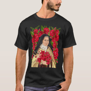 Camiseta Santa Teresa de Lisieux Flor Rosa Cristã Católica