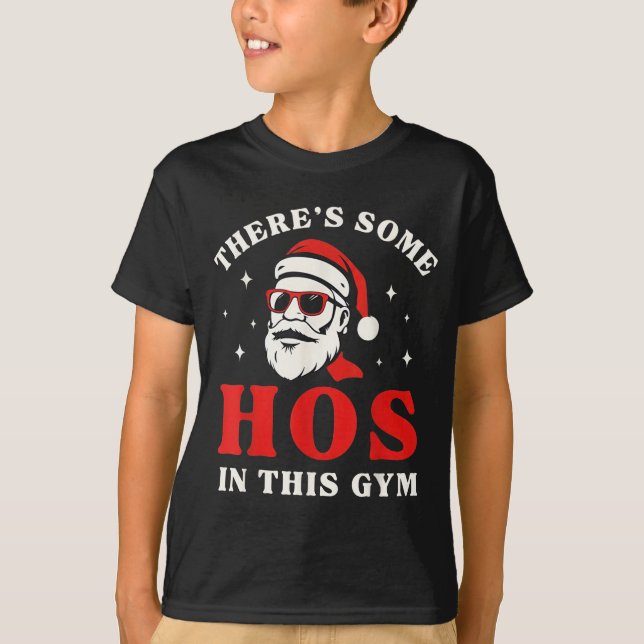 Camiseta Santa There's Some Hos In This Gym  (Frente)