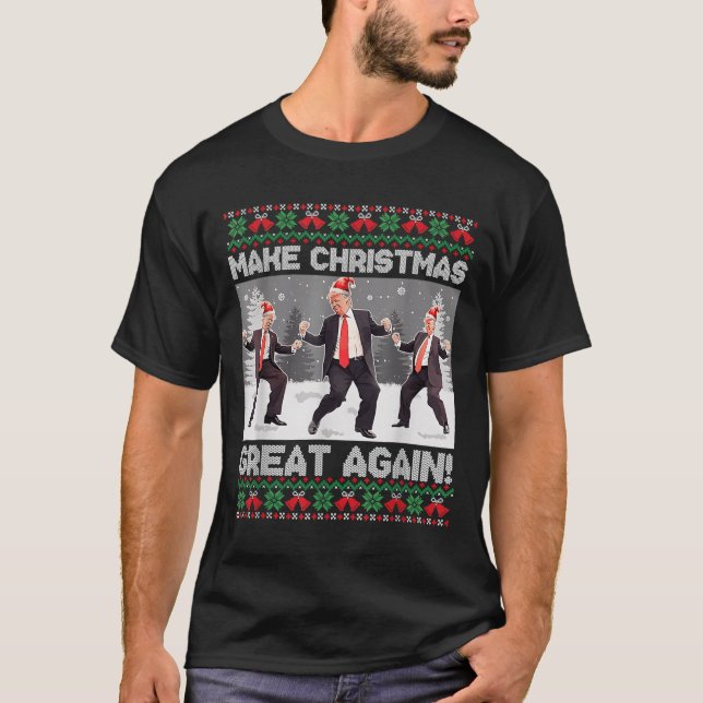Camiseta Santa Trump Dance Make Christmas Great Again Ugly  (Frente)