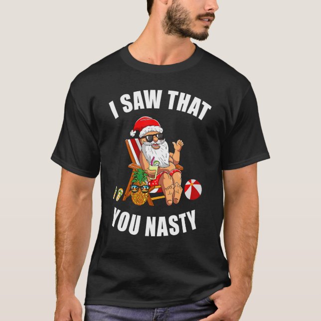 Camiseta Santa Ugly Christmas Sweater Xmas I Saw That You N (Frente)