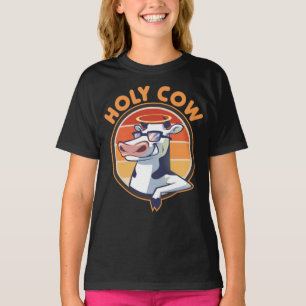Camiseta Santa Vaca Dizendo. Santa Vaca Engraçada com óculo