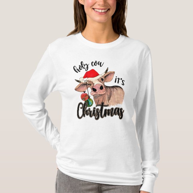 Camiseta *~* Santa Vaca É engraçado Enfeites de natal (Frente)
