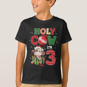 Camiseta Santa Vaca, eu sou 3 Criança de Vaca de Aniversári