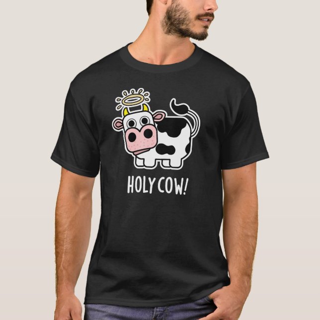 Camiseta Santa Vaca Funny Animal Pun Dark BG (Frente)