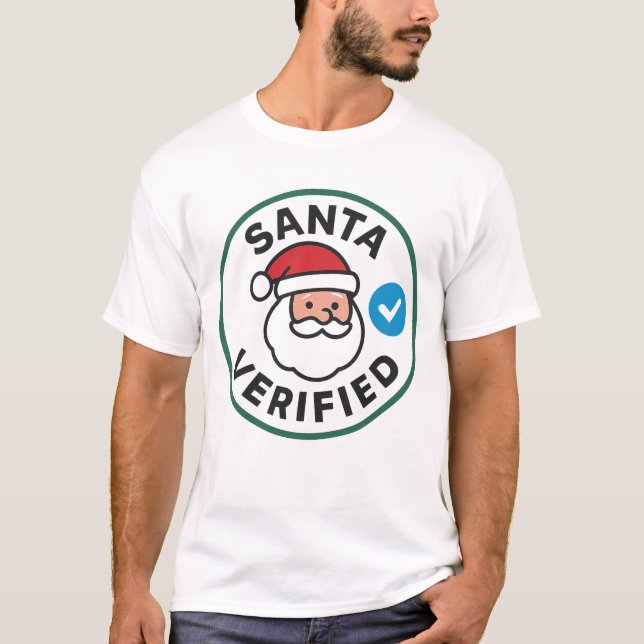 Camiseta Santa Verified Modern Christmas Social Media Humor (Frente)