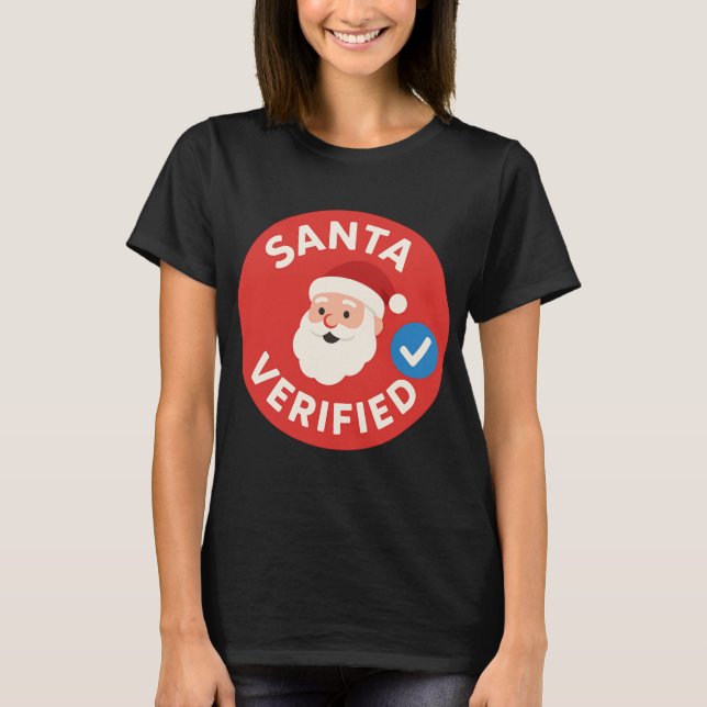 Camiseta Santa Verified Modern Christmas Social Media Humor (Frente)