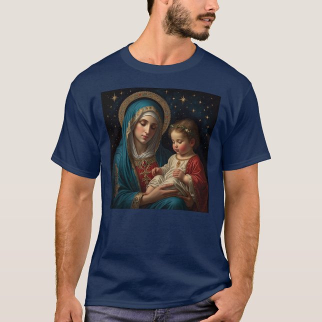Camiseta Santa Virgem Maria e Jesus Natal (Frente)