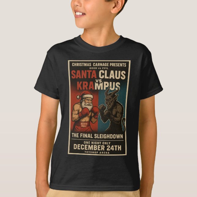 Camiseta Santa vs Krampus Fight Night Christmas Shirt – Dar (Frente)