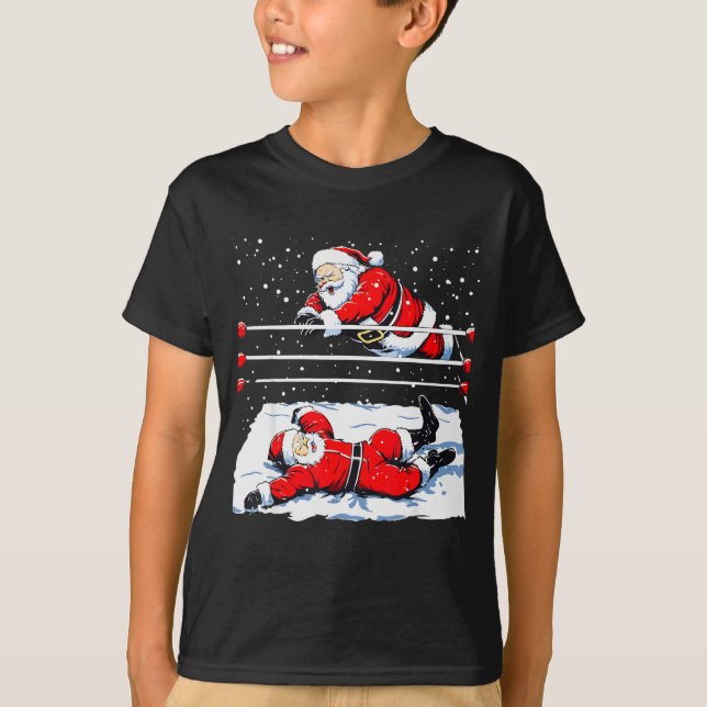 Camiseta Santa Wrestling Lover Wrestler Christmas Xmas Paja (Frente)