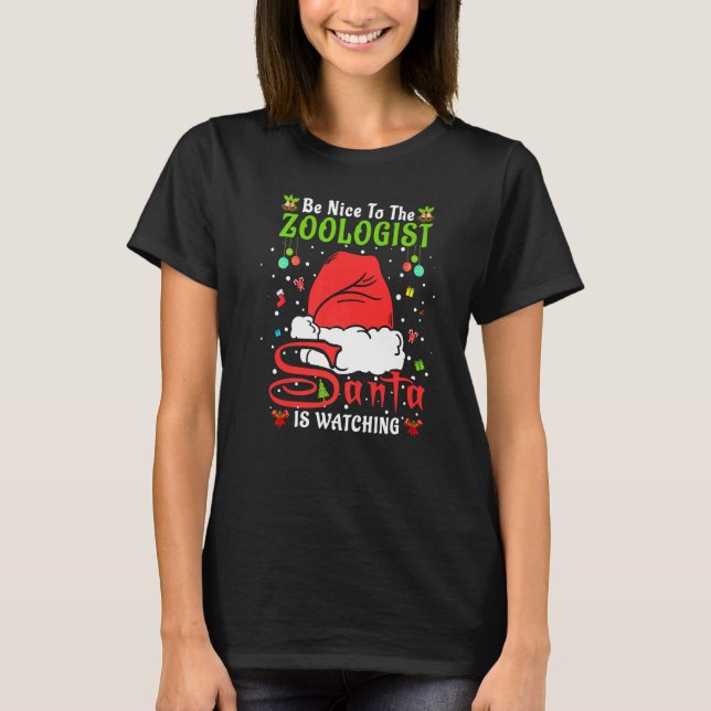 Camiseta Santa Xmas Pajamas Be Nice To The Zoologist Christ (Frente)