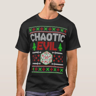 Camiseta Santas Chaotic Mau Lista de Natal D20 Comprimido F