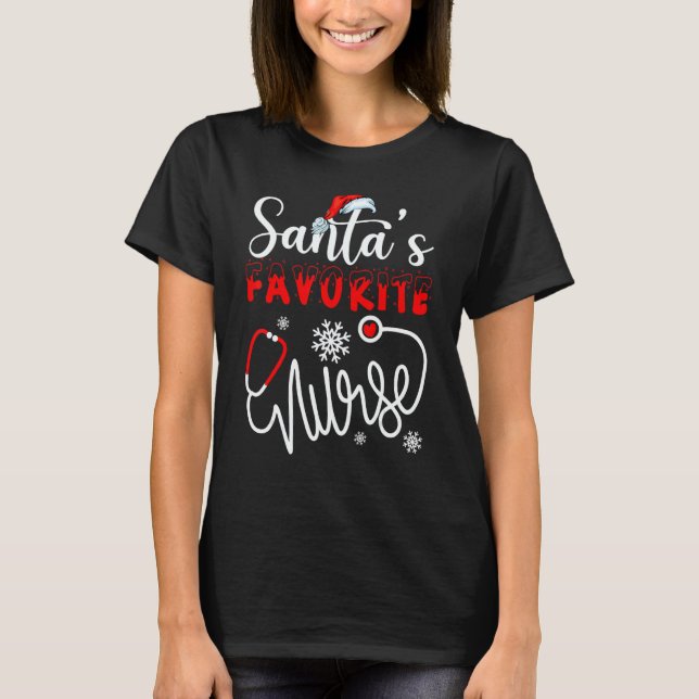 Camiseta Santa's Claus Favorite Nurse Santa Nursing Crew Ch (Frente)