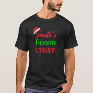 Camiseta Santas Favorita Cashier Engraçado Presente de Nata
