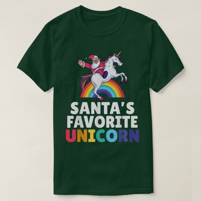 Camiseta Santas favorita Unicórnio mágico de Natal (Frente do Design)