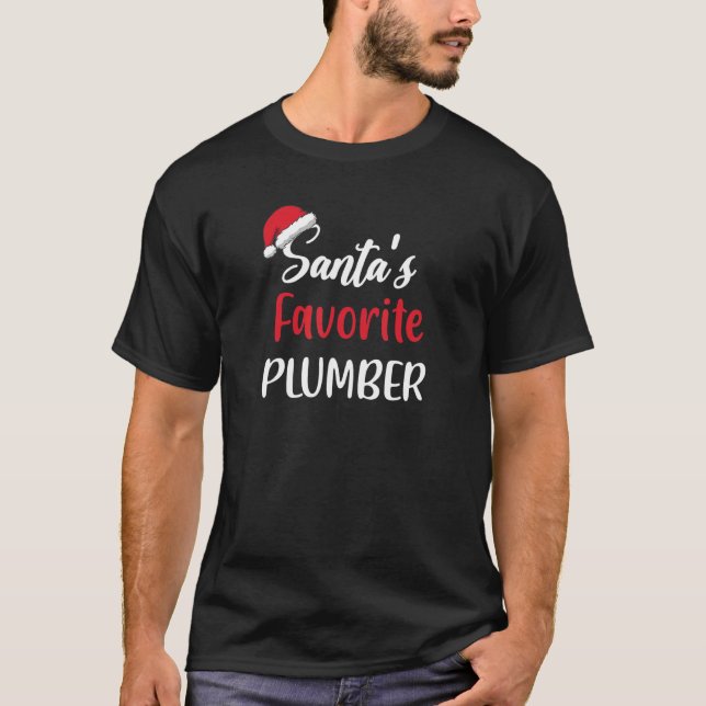 Camiseta Santas Favoritas Canalizador de Natal Pajama Xmas (Frente)