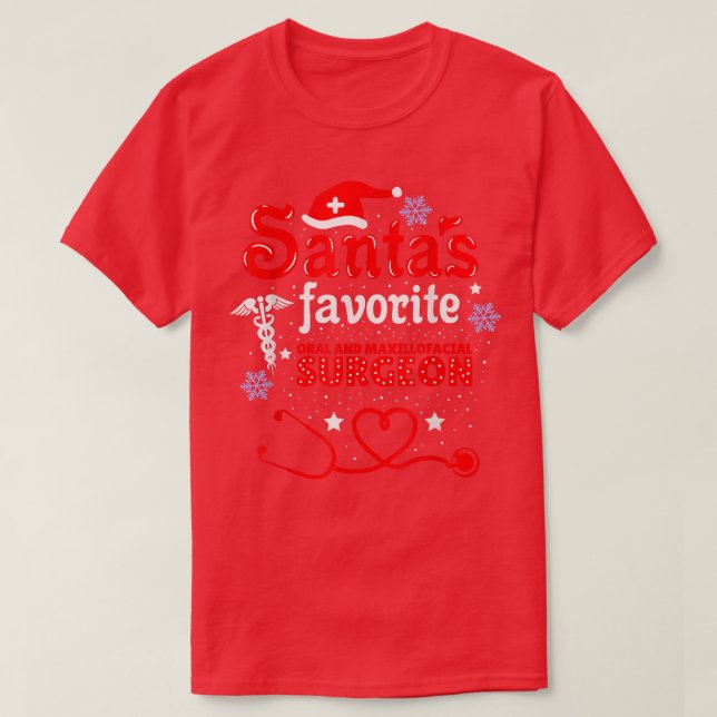 Camiseta Santas Favoritas Cirurgião Oral E Maillofacial Chr (Frente do Design)