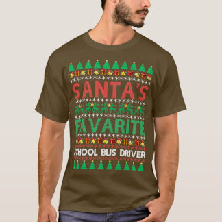 Camiseta Santas Favoritas de Ônibus Escolar Driver de Natal