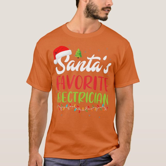 Camiseta Santas Favoritas Elétrico Natal Santa Hat (Frente)