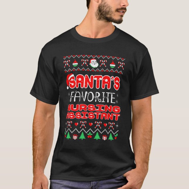 Camiseta Santas Favoritas Enfermeiro Assistente de Natal Ug (Frente)