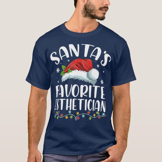 Camiseta Santas favoritas esteticista Natal Santa Hat (Frente)